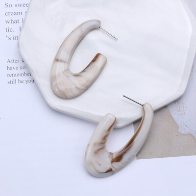 

New Fashion Beige Color Leopard Print Acrylic Acetic Acid Sheet Geometric Circle Square Star Heart Long Drop Earrings for Women