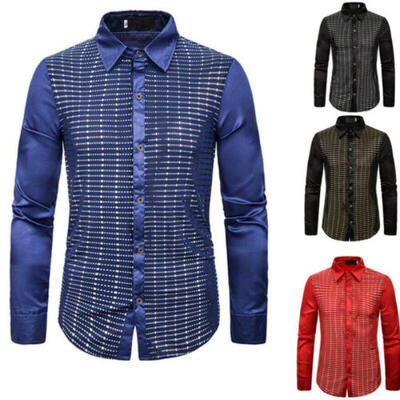 

Fashion Mens Long Sleeve Shirt Casual Slim Fit Stylish Dress Shirts Tops