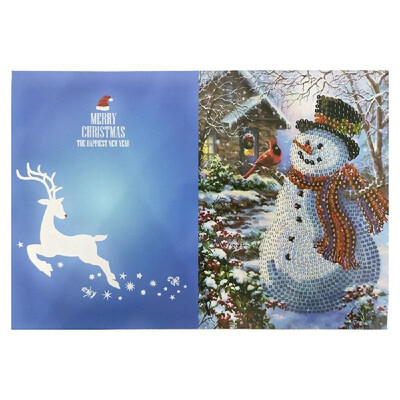 

Merry Christmas Cards DIY Diamond Painting Handmade Card Round Drill Greeting Cards Rhinestones Embroidery Arts Crafts Gifts Xmas