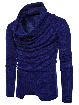 

Piles Collar Long Sleeve Asymmetric Sweater