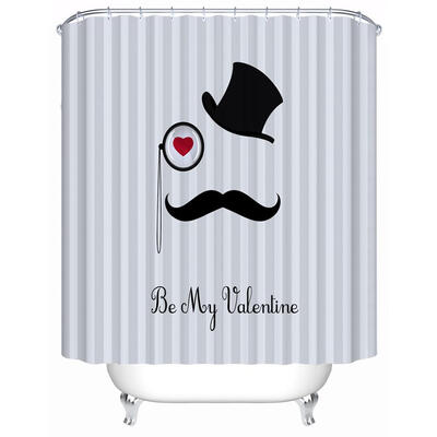 

3D Mustache Cap Print Polyester Waterproof Bath Shower Curtain Home Decor