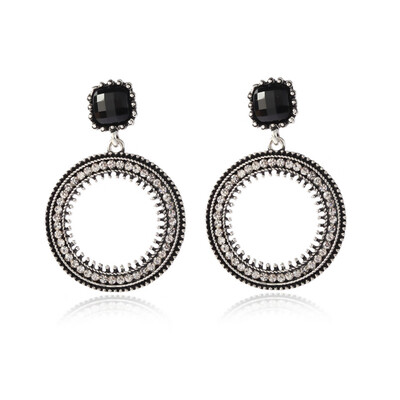 

Circle Pendant Earrings Korean long ring All-match Retro