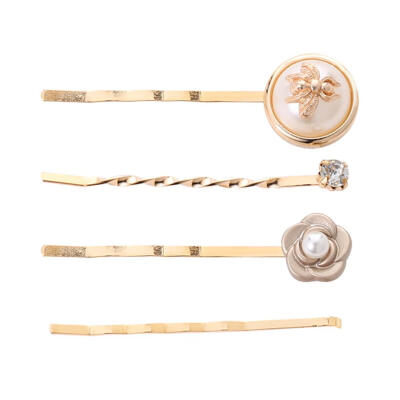 

4pcs Pearl Hair Clip Set Bobby Pin Barrette Hairpin Headdress for Women