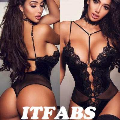 

Women Sexy Lingerie Babydoll Sleepwear Underwear Lace Up Dress Jumpsuit Bodysuit
