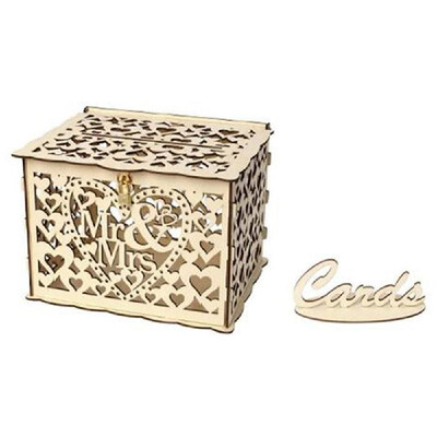 

Natural DIY Gift Money Box With Lock Beautiful Decoration Supplies For Birthday Party Wooden Wedding Card Box