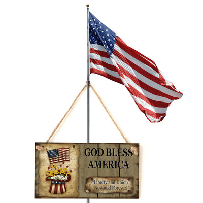 

Gobestart American 4th of July Independence Day Wooden Plaque Sign God Bless America