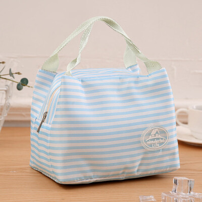 

Siaonvr Insulated Cold Canvas Stripe Picnic Carry Case Thermal Portable Lunch Bag
