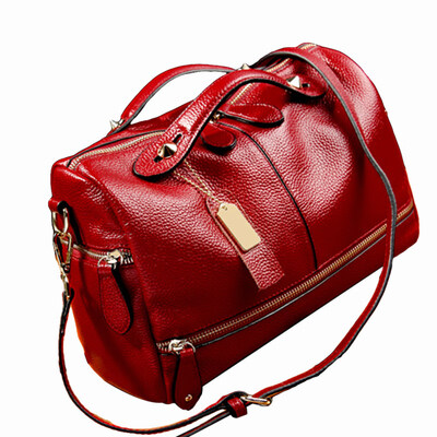 

Fashion Solid Color Tote Women Zipper Faux Leather Crossbody Sling Boston Bag