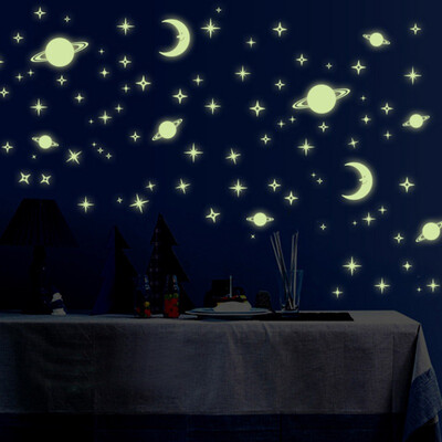 

New Hot Glowing Star Wall Stickers Light Fluorescent Sticker 3D Wall Stickers Bedroom Roof Meteor Moon Wall Decorations Christmas