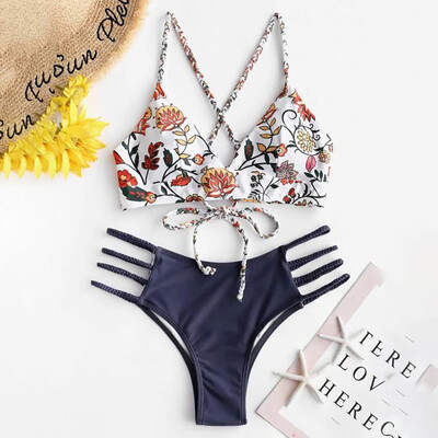 

Roseonmyhand WWomens Bikini Cut Flower Two Piece Swimsuit Pushups Swimwear Beachwear