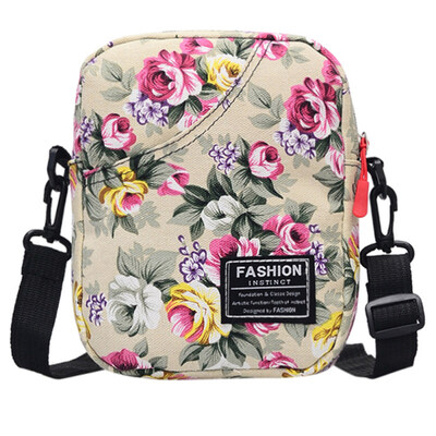 

Casual Womens Flower Print Small Canvas Crossbody Shoulder Bag Zipper Pouch