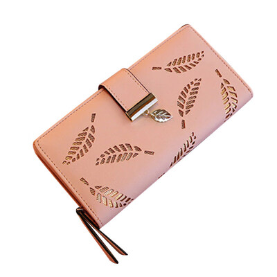 

Fashion Women Hollow Leaf Card Coin Purse Long Wallet Zipper Buckle Clutches Bag