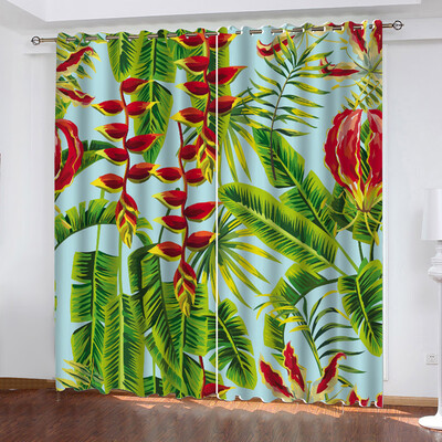

Gobestart Nordic Plant Series Printing Curtains Living Room Bedroom Blackout Curtains