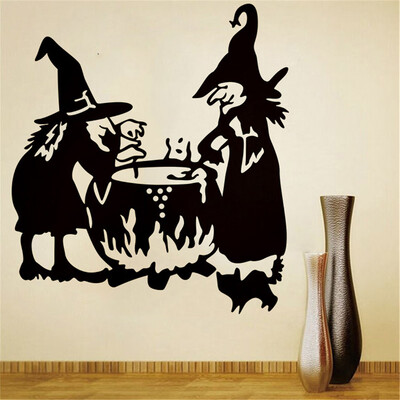 

〖Follure〗Halloween Witch Background Wall Sticker Window Home Decoration Decal Decor