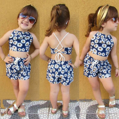 

Fashion Newborn Kids Baby Girls Flower Crop Vest Top Short Pants Outfits Clothes