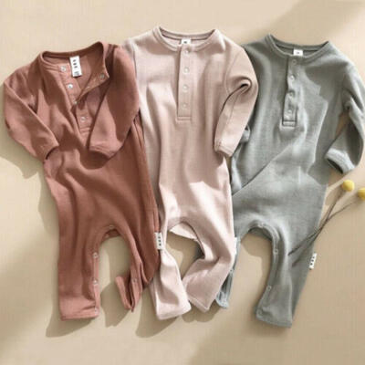 

US Baby Boy Girl Knitted Cotton Long Sleeve Romper Jumpsuit Bodysuit Clothes Set