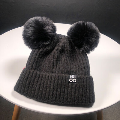 

Pepe Hat ladies fallwinter new Joker knit wool hat Korean version of outdoor plus velvet padded thermal head cap