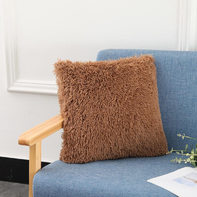 

Fluffy Plush Pillow Cover Square Decorative Throw Pillow Cover Soft Cushion Cover Pillowcases Without Core for Livingroom Couch So