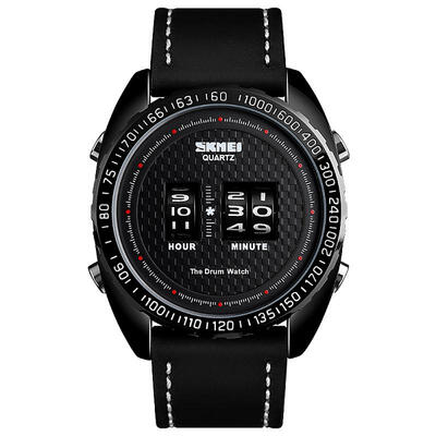 

SKMEI 1516 Watches Men Wrist Drum Rollers Vintage Leather Strap Watch Fashion