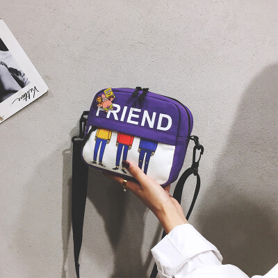 

Summer small fresh girl canvas bag handbag 2019 new wild single shoulder bag ins super fire Messenger bag