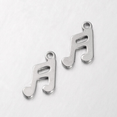 

304 Stainless Steel Musical Note Charms Stainless Steel Color 6x13x1mm Hole 1mm