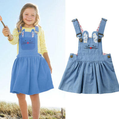 

Toddler Infant Kids Girls Rabbit Denim Skirt Casual Dresses One-Piece Costume r