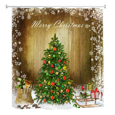

Christmas Snow Tree Digital Painting Shower Curtain Waterproof Mildew Resistant Fabric 180 x 180cm