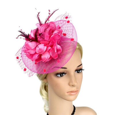 

Lady Flower Mesh Fascinator Feather Headband Party Headwear Cocktail Headpiece