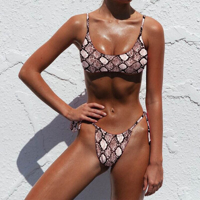 

Roseonmyhand Sexy Women Leopard Printed Bandage Bikini Push-Up Padded Swimwear Swimsuit Set