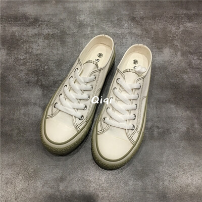 

2019 new summer semi-canvas shoes female Joker student Korean wave shoes lazy shoes female