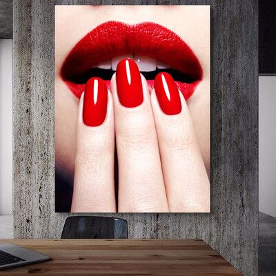 

Canvas Art Posters Portrait Red Lips Picture Painting Home Decoration For Living Room Bathroom No Frame 40x80cm16x32