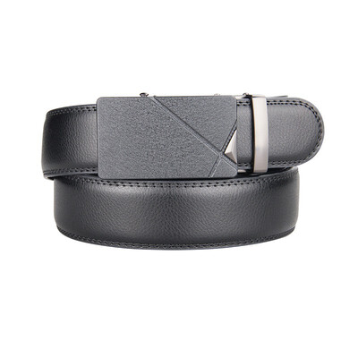

BPSTAR Mens Automatic Buckle Genuine Leather Mens Ratchet Holeless Belt Business High Quality Mens Real Belt for Pants