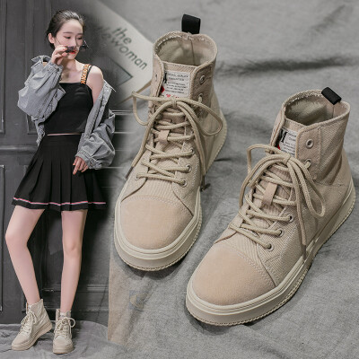 

Fashion high-top casual platform Martin boots flat boots womens autumn&winter canvas boots wo