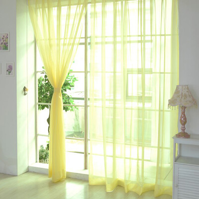 

2pcs Tulle Curtains Window Living Room Sheer Voile Curtains Home Decoration