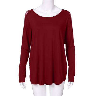 

Nomeni Women Casual Autumn Loose Long Sleeve Lace Patchwork Plus Size Tops Blouse