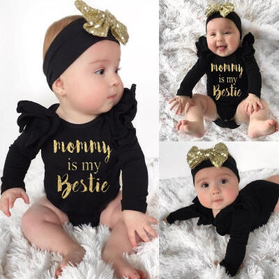 

2Pcs Newborn Infant Baby Girls Bodysuit Romper Jumpsuit Outfits Clothes Headband