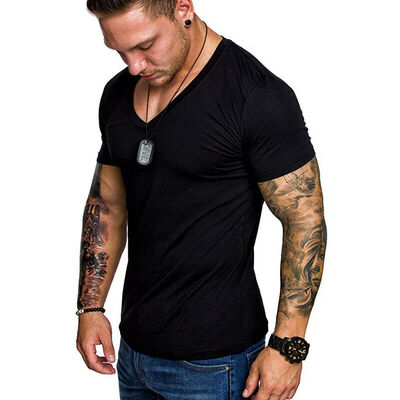 

Stylish Mens Tee Shirt Slim Fit V-Neck Short Sleeve Muscle Casual Tops T Shirts