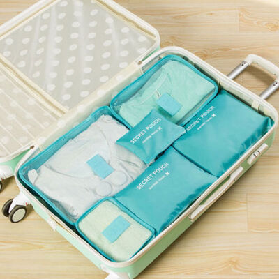 

2019 New Style 6 Pieces Letter Zipper Clothes Underwear Socks Packing Cube Storage Travel Luggage Organizer Bag