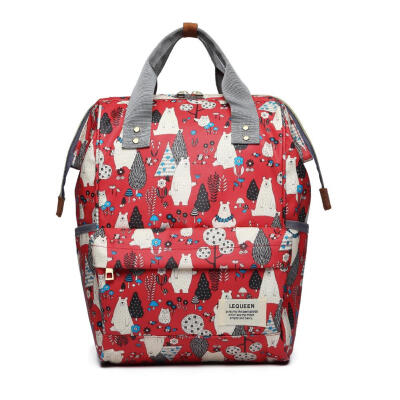 

Cartoon Print Diaper Bag Backpack Large Capacity Outdoor Zipper Nursing Bag