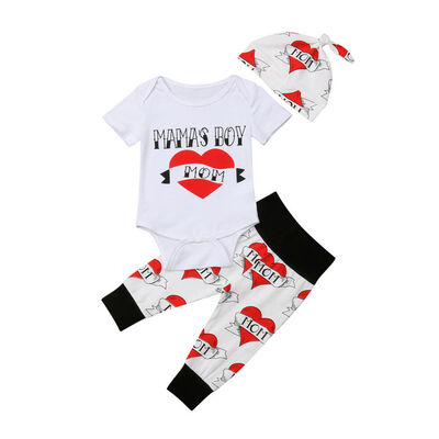 

Newborn Infant Baby Boys MOM Outfit Clothes Romper Jumpsuit TopsPants Hat