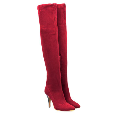 

Women\s Above Knee Boots Solid Color Thin Heel Brief Style Shoes