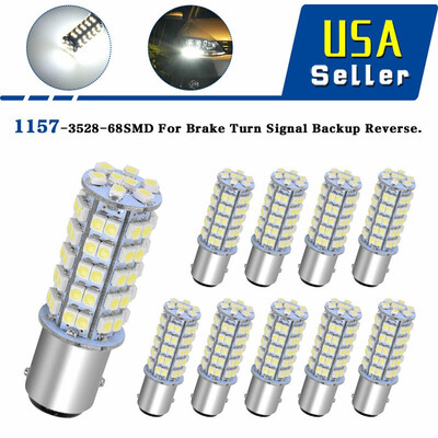 

10X 6000K White BAY15D 1157 68SMD 1142 7528 2357 For Car DRL LED Light Bulbs