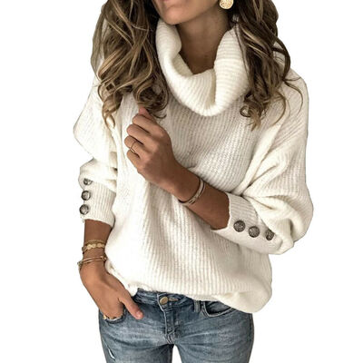 

Women High Turtleneck Knitted Sweater Jumper Winter Warm Coat Pullover Tops