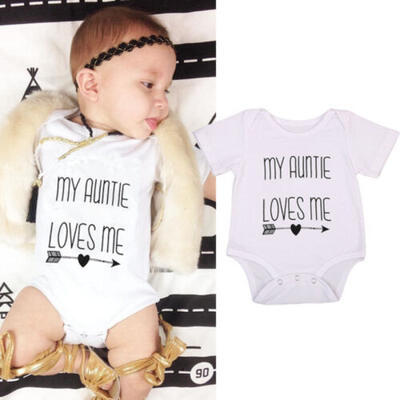 

Newborn Baby Boy Girl Auntie Arrow Print Romper Summer Outfits Clothes Sunsuit