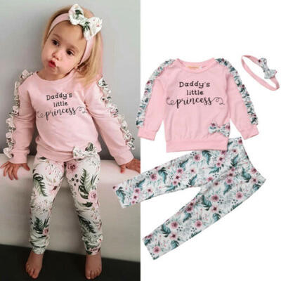 

Newborn Kid Baby Girl Floral Clothes Tops T Shirt Tee Pants Tracksuit Outfit Set