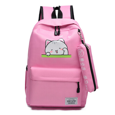 

Fashion Shoulder Bag Women Leisure Travel Korean Edition Campus Cartoon Lovely Backpack Student Bag Two-piece Set