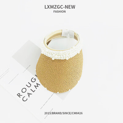

Summer new Korean straw hat Pearl Hat ladies outdoor sun visor sun visor papyrus Cap