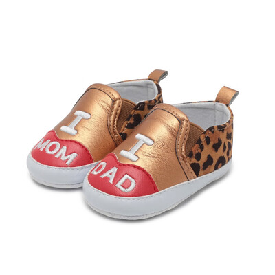 

Newborn Baby Toddler Leopard Print Letter Anti-slip Soft Sole Casual Shoes
