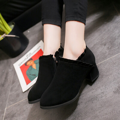 

Rose Womens Ladies Boots Fall Winter Vintage Flock Ankle Runed Short Boots Shoes