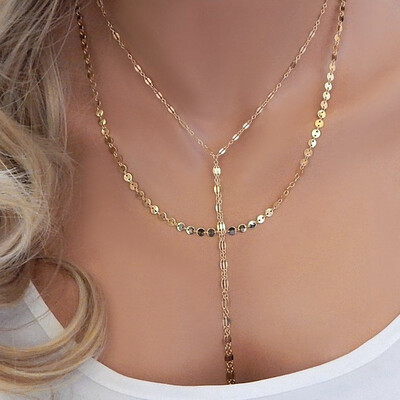 

Europe&the United States cross-border fashion jewelry popular set multi-element necklace coin handmade chain necklace